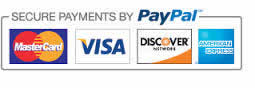 We accept Paypal, MC, Visa, Disc, AMEX